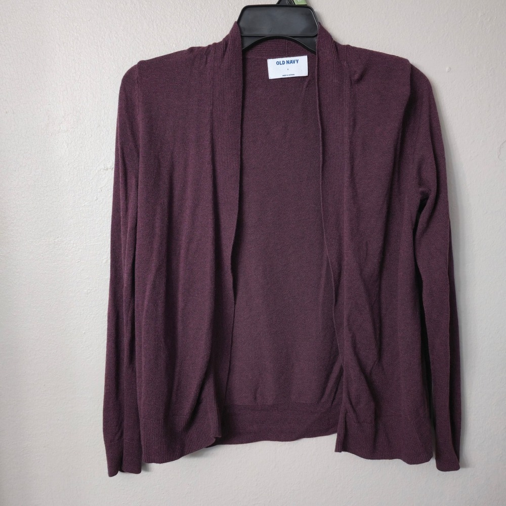 Old Navy Womens Small Plum Purple Open Front Cotton Blend Knit Cardigan Sweater